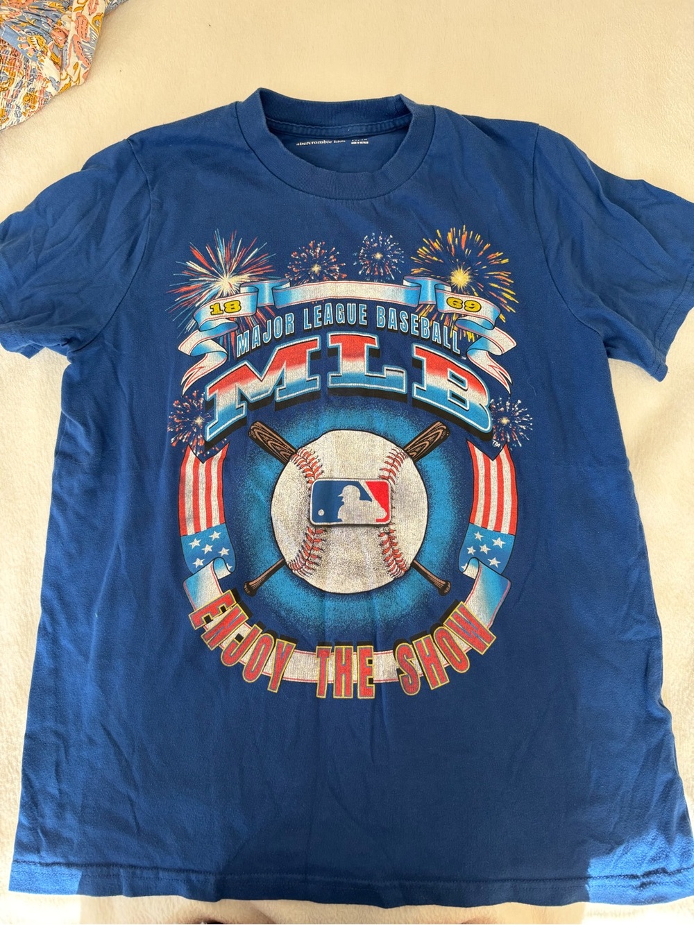 ABERCROMBIE & FITCH MLB Blue Short Sleeve Baseball T-Shirt